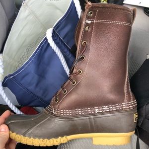 Brown 10" fur lined bean boots